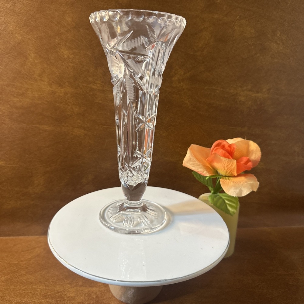 Nachtmann Lead Crystal Vase Footed Starburst 8.5" Germany b